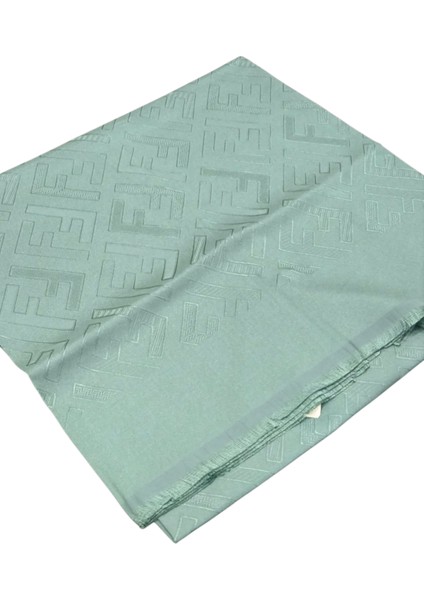Fendi F Desen Ipek Jakarlı Şal Mint Yeşili