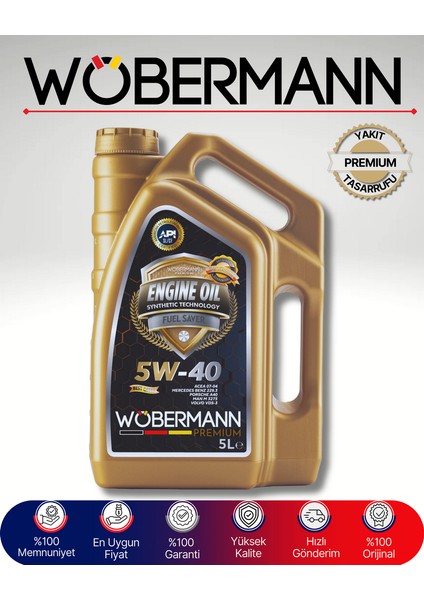 Premium 5W-40 Sentetik Motor Yağı 5 Litre - Yüksek Performans ve Yakıt Verimliliği