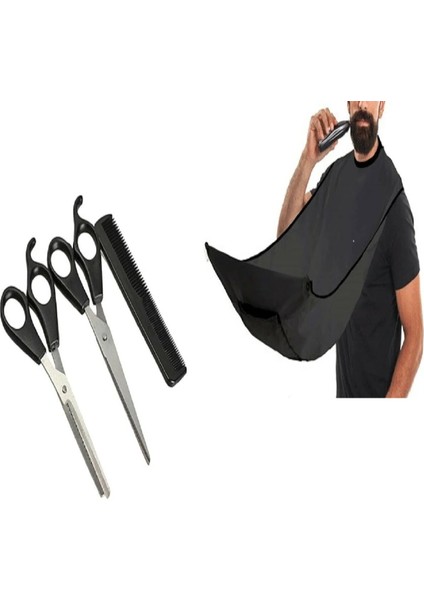 bulurum berber tıraş seti makas tarak önlük 4 parça özel set
