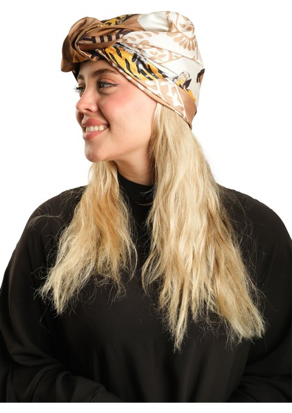 Kahve Pratik Hazır Geçmeli Tesettür Bone Ipek Desenli 2410_14 fiyatları