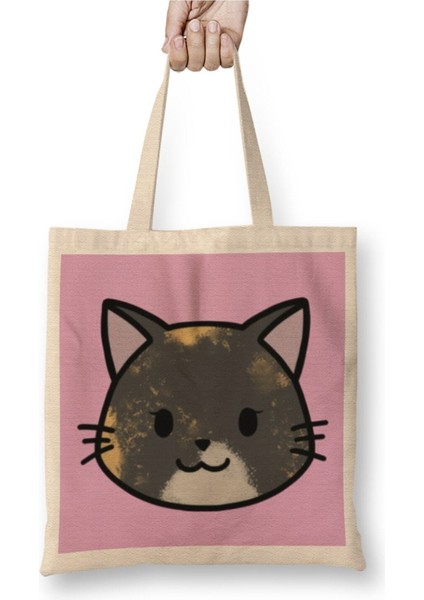 Cute Ginger Cat Alice The Tortie Kedi Beyaz Bez Çanta Uzun Saplı Alışveriş Çantası Plaj Çantası