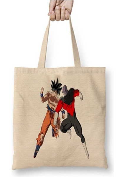 Dragon Ball Z Goku Vs Jiren Bez Çanta Uzun Saplı Alışveriş Çantası Plaj Çantası