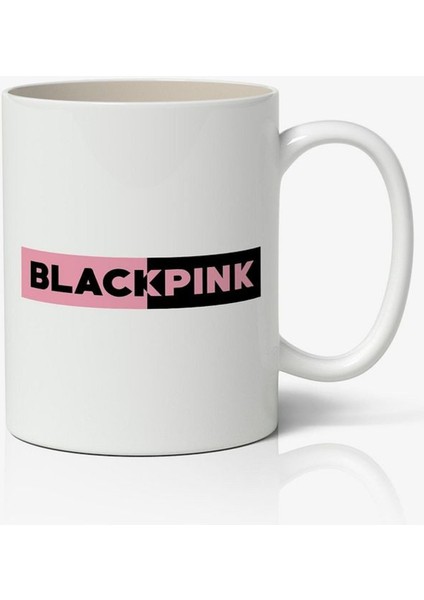 Black Pink Logolu Beyaz Anime Kupa Bardak Sevgiliye Arkadaşa Hediye