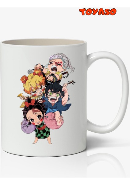 Demon Slayer Iblis Keser Karakterler Temalı Anime Beyaz Kupa Bardak Sevgiliye Arkadaşa Hediye