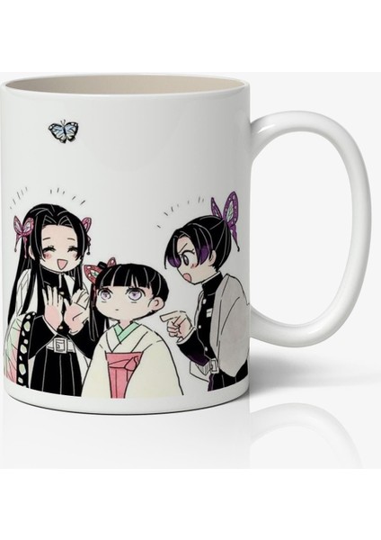 Kanae Kocho Arkadaşlar Karakterler Tasarımlı Anime Baskılı Beyaz Kupa Bardak