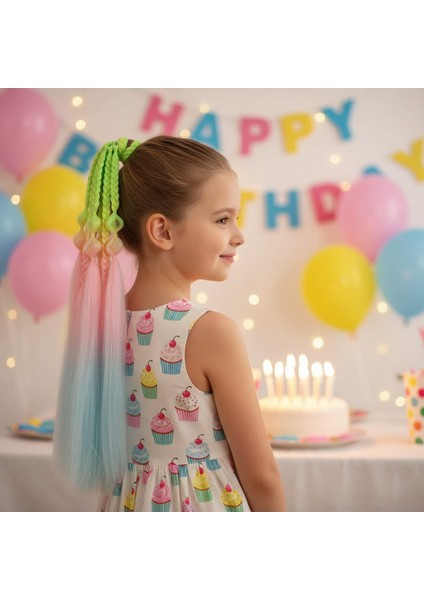 Bn ve Düz Salaş Örgülü Simli Lastikli At Kuyruğu / ACM27