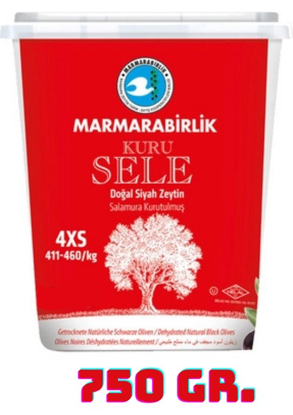 Kuru Sele Siyah Zeytin 4xs 750 G