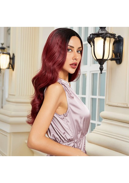 Siyah / Kızıl Ombreli Hafif Dalgalı Tül Peruk fiyatları