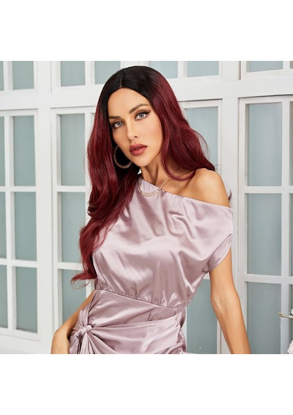 Siyah / Kızıl Ombreli Hafif Dalgalı Tül Peruk indirimleri