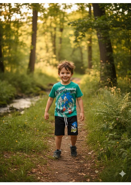 Erkek Çocuk Şortlu Takım Sonicli