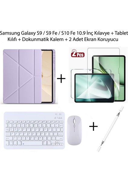 Yesnıce Samsung Galaxy S10 Fe / S9 Fe / S9 10.9 Inç Uyumlu Standlı Kılıf ve Dokunmatik Kalem ve Klavye ve Mouse