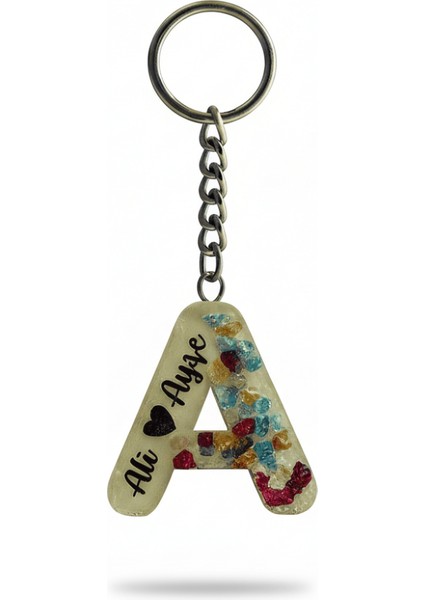 A Harfi - Kişiye Özel - Epoksi Reçine Anahtarlık - El Yapımı - Çelik Tokalı