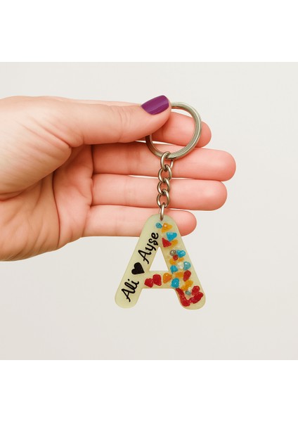 A Harfi - Kişiye Özel - Epoksi Reçine Anahtarlık - El Yapımı - Çelik Tokalı fiyatları