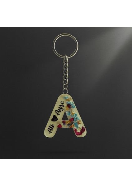 A Harfi - Kişiye Özel - Epoksi Reçine Anahtarlık - El Yapımı - Çelik Tokalı fırsatları