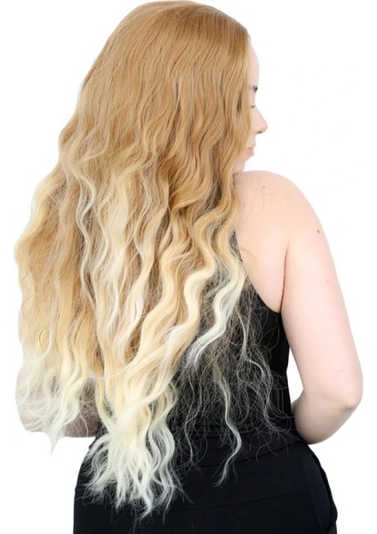 Fiber Sentetik Uzun Su Dalgası Peruk - Balköpüğü / Platin Kısa Ombreli modelleri