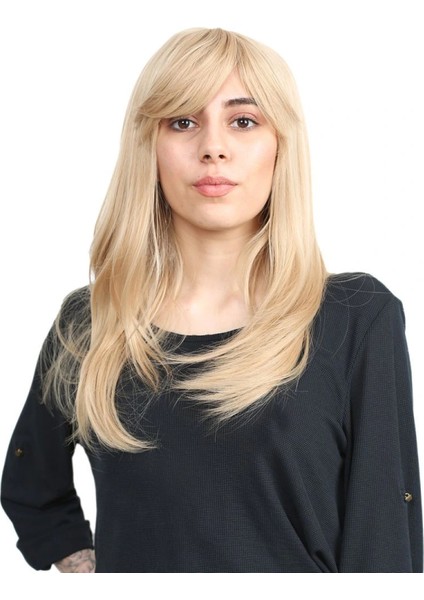 Düz Perçemli Orta Boy Fiber Sentetik Peruk - Balköpüğü
