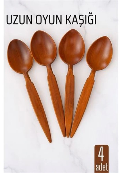 Uzun Oyun Kaşığı Halk Oyunu Kaşığı - Kına Kaşığı Uzun Saplı Zeybek Oyun Kaşığı 4 ADET