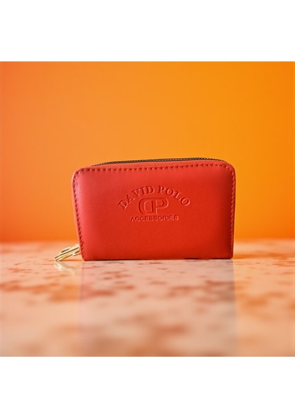 Turuncu Çift Bölmeli Kadın Cüzdan