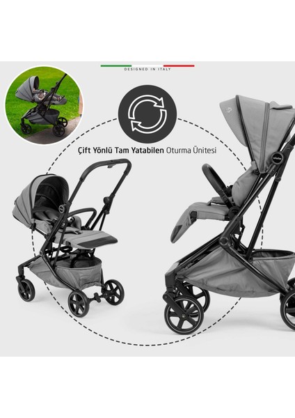 Rotativo Çift Yönlü Kabin Tipi Bebek Arabası Gri indirimleri