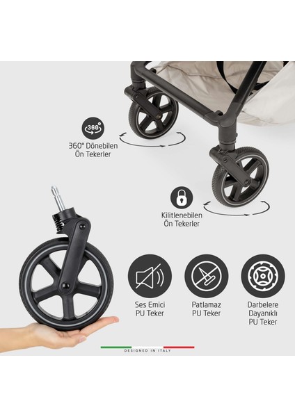 Rotativo Çift Yönlü Kabin Tipi Bebek Arabası Gri