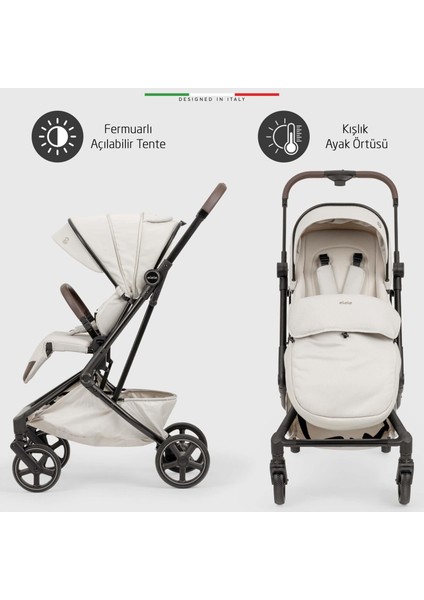 Rotativo Çift Yönlü Kabin Tipi Bebek Arabası Gri