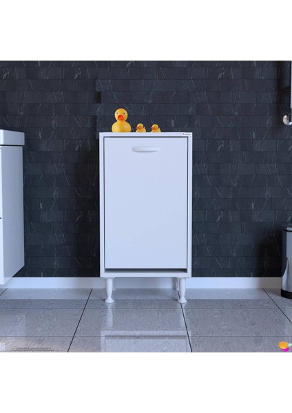 Açelya 35 x 75 x 32,5 cm Kirli Çamaşır Sepetli Banyo Dolabı