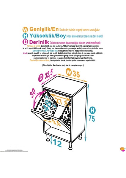 Açelya 35 x 75 x 32,5 cm Kirli Çamaşır Sepetli Banyo Dolabı fırsatları