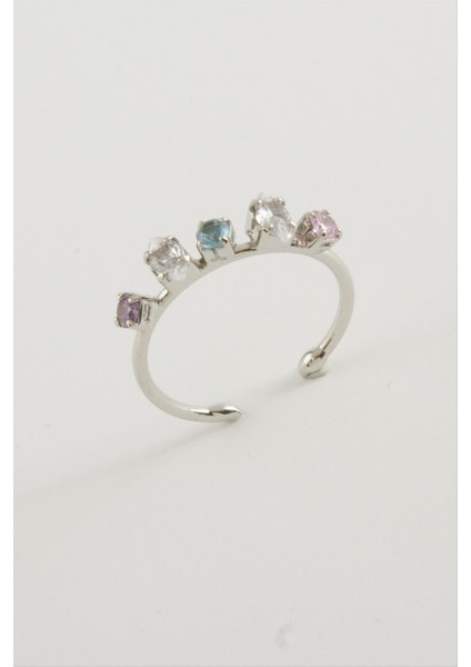 Oval Renkli Taşlı Yüzük