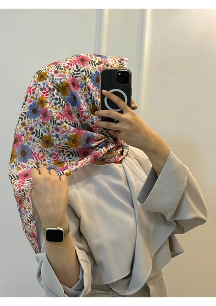 Flora Desen Bambu Eşarp - Pembe - Lila fırsatları