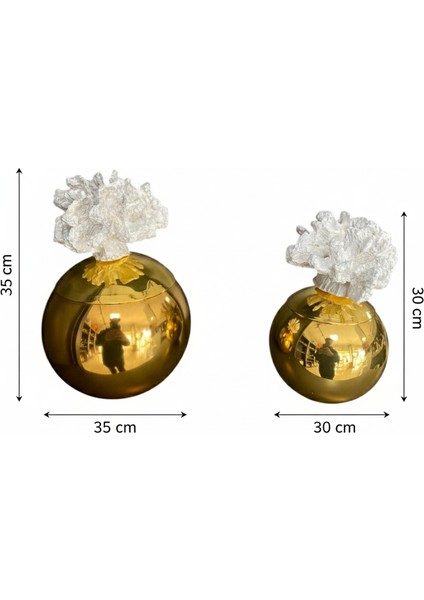 Gold Renk Dekoratif Mercan Obje 2’li Set – Beyaz ve Gold Renk Seçenekli Lüks Masa Üstü Ev Dekoru modelleri