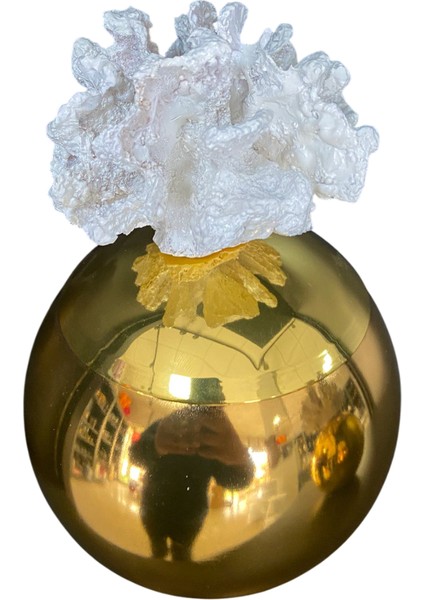 Gold Renk Dekoratif Mercan Obje 2’li Set – Beyaz ve Gold Renk Seçenekli Lüks Masa Üstü Ev Dekoru