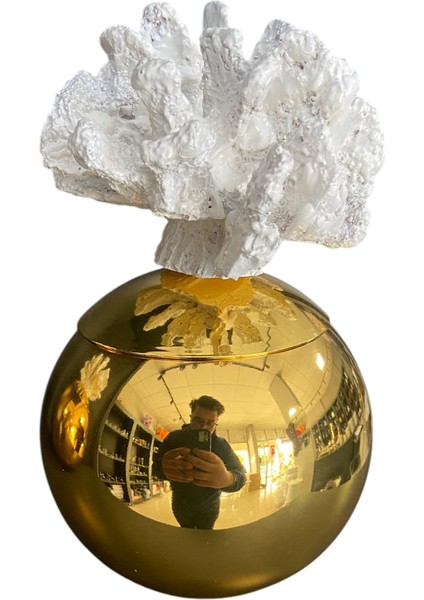 Gold Renk Dekoratif Mercan Obje 2’li Set – Beyaz ve Gold Renk Seçenekli Lüks Masa Üstü Ev Dekoru