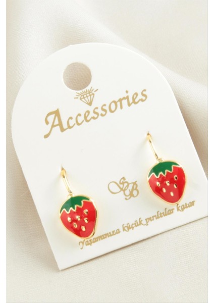 Çilek Mineli Klipsi Küpe