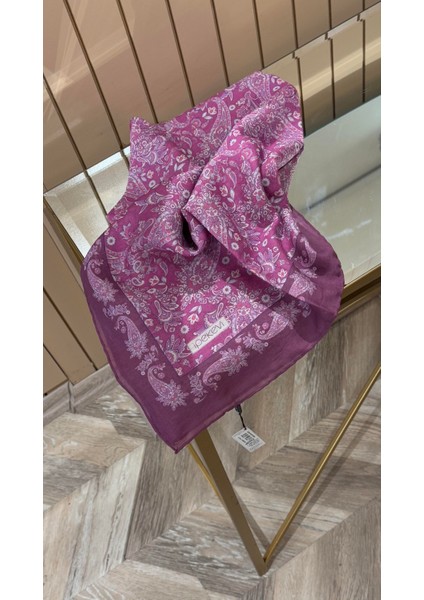 Ipekevi Mezopotamya Model 06 Desenli Tensel Eşarp Incir Moru