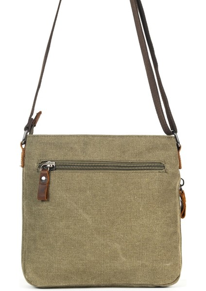 Omuz Askılı Çok Gözlü Kanvas Postacı Çantası Haki indirimleri