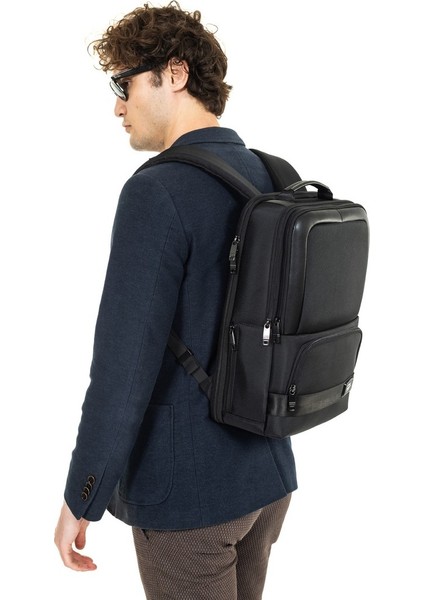 15,6 Inç Laptop Bölmeli Çok Bölmeli Sırt Çantası Business Çanta Siyah