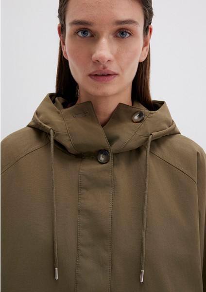 Kapüşonlu Haki Trençkot 1110573-71543 indirimleri