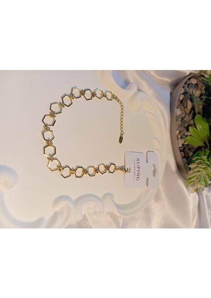 Geometrik Desenli Xuping Jewelry 14 K Kaplama Bileklik modelleri