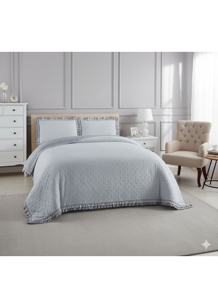 Kapitoneli Yatak Örtüsü Tek Kişilik Lizbon Gri fiyatları