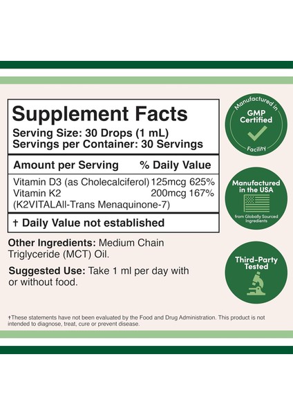 Vitamin D3 K2 Mk-7 Immune Support 5,000 Iu Liquid Drops modelleri