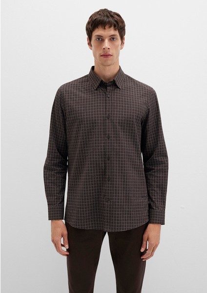 Kareli Kahverengi Gömlek 0211675-91012 fırsatları