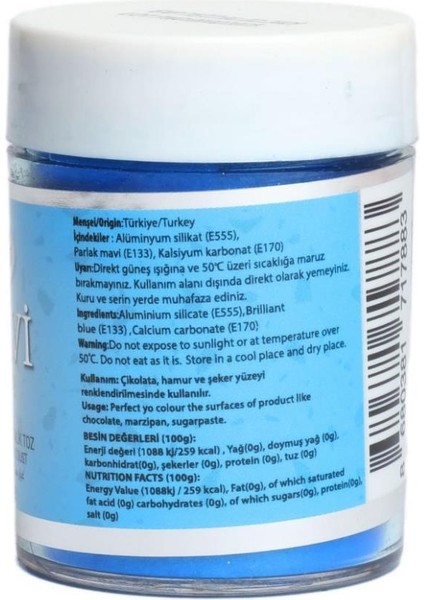 Metalik Toz Mavi Boya 10 G – Pasta, Çikolata ve Şeker Hamuru Için Parlak Efektli Gıda Boyası fiyatları