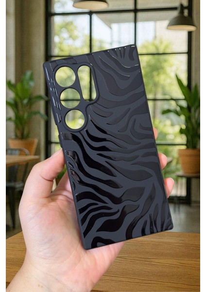Samsung Galaxy S24 Ultra-Zebra Desenli Silikon Darbe Emici Klasik Korumalı Rubber Kılıf