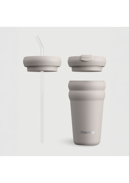 3 Bubble Two-Cap Straw Tumbler Çelik Termos 600 ml Crushed Rock ST-244 fırsatları