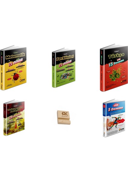 Aydın Lgs 8. Sınıf Matematik Fen Türkçe Inkılap Deneme ve Tüm Dersler Deneme 5li Set+Telefon Standı