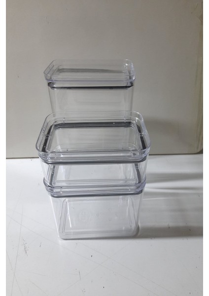 3 Adet 3 Boy Akrilik Kavanoz Saklama Kabı Vakumlu Dikdörtgen Erzak Bakliyat Kabı (800-1700-3500 Ml) modelleri