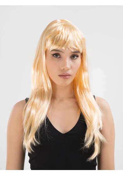 Platin Altın Dore Renk Uzun Düz Parti Peruğu