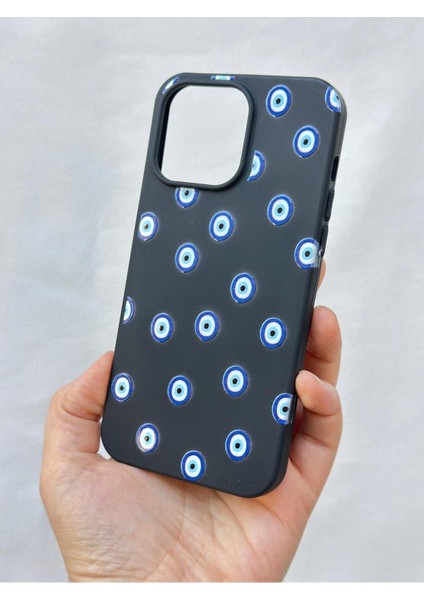 iPhone 15 Pro Max -Nazar Boncuk Desenli Silikon Darbe Emici Klasik Korumalı Rubber Kılıf fırsatları