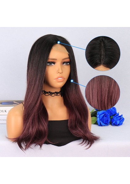 Siyah Açık Kızıl Ombreli Tül Peruk indirimleri