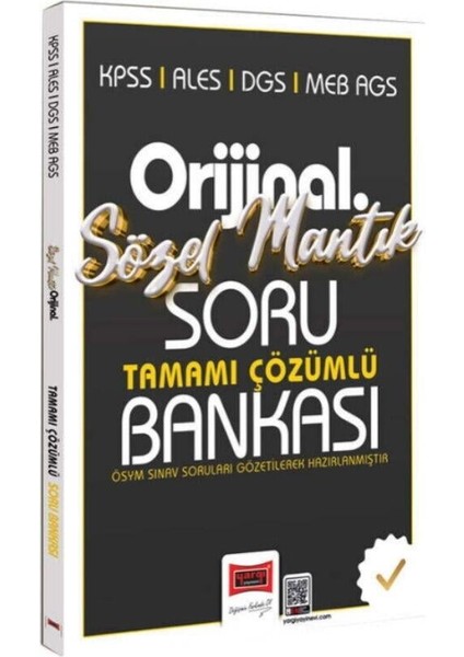 Yargı Yayınları Kpss Ales Dgs Meb Ags Orijinal Sözel Mantık Tamamı Çözümlü Soru Bankası